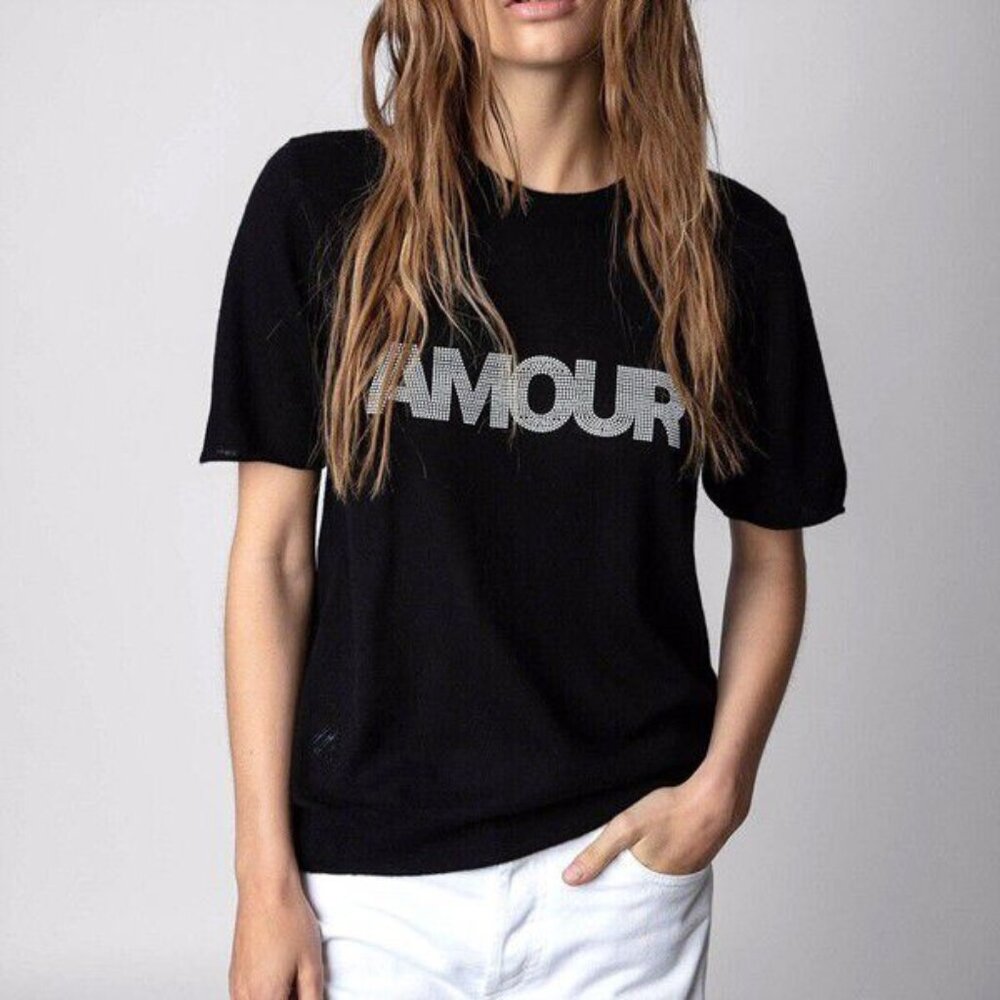 Zadig & Voltaire Ida Amour Knit Cashmere Top. Size: Small.